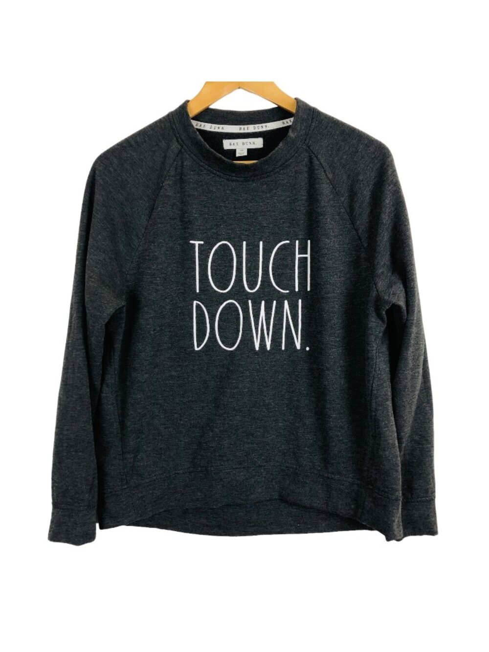 Rae Dunn Women's Touch Down Sweatshirt Sz Small Gray Lightweight Soft Cozy Warm